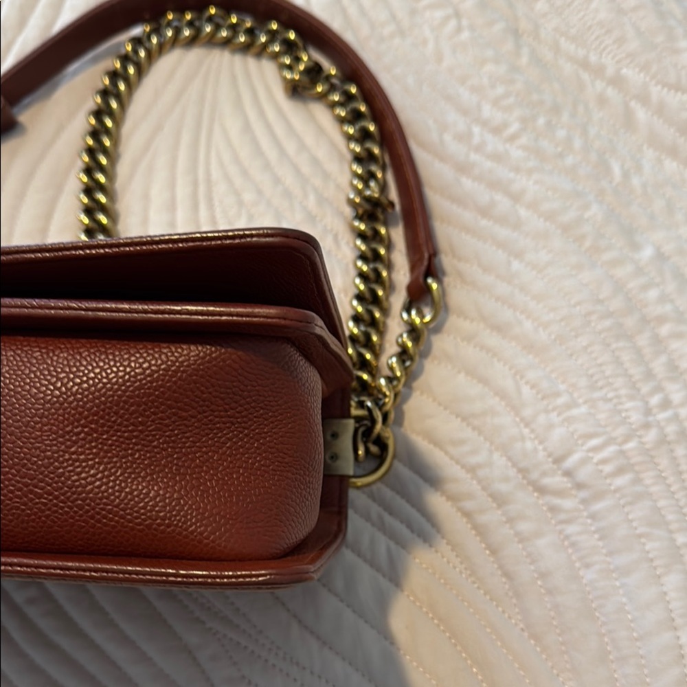 CHANEL Brown (burned orange) and Antique Gold Medium Boy Bad Bag - Picture 6 of 17